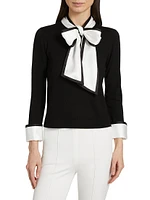 Justina Combination Wool Bow Sweater