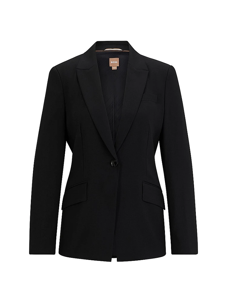 Regular-Fit Jacket Virgin Wool With Slit Cuffs
