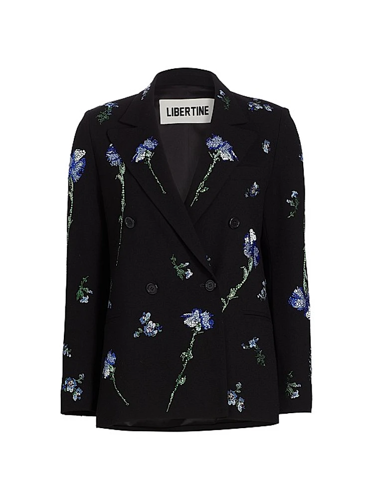 Cecil Beaton Carnation Wool Double-Breasted Blazer