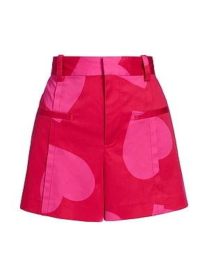 Hearts Stretch Cotton High-Rise Shorts