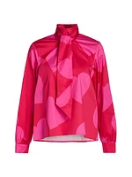 Keith Heart-Printed Tieneck Blouse