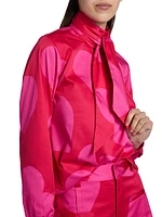 Keith Heart-Printed Tieneck Blouse