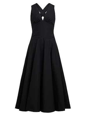 Crisscrossed-Back Cotton Midi-Dress