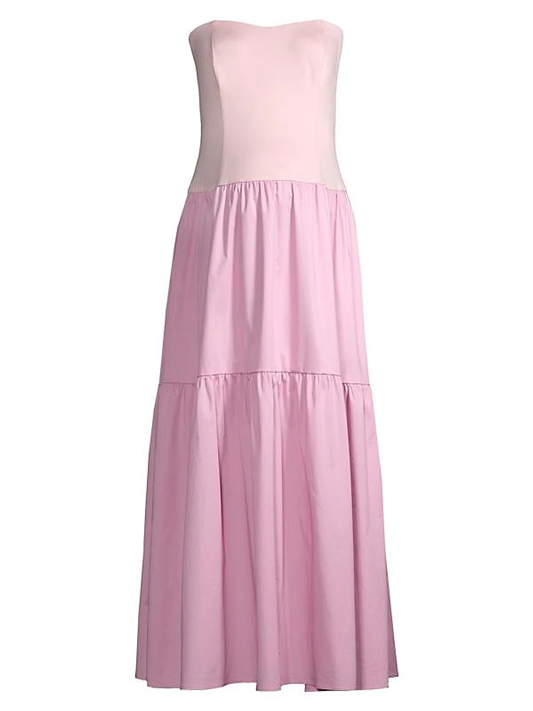 Maternity The Evelyn Strapless Tiered Midi-Dress