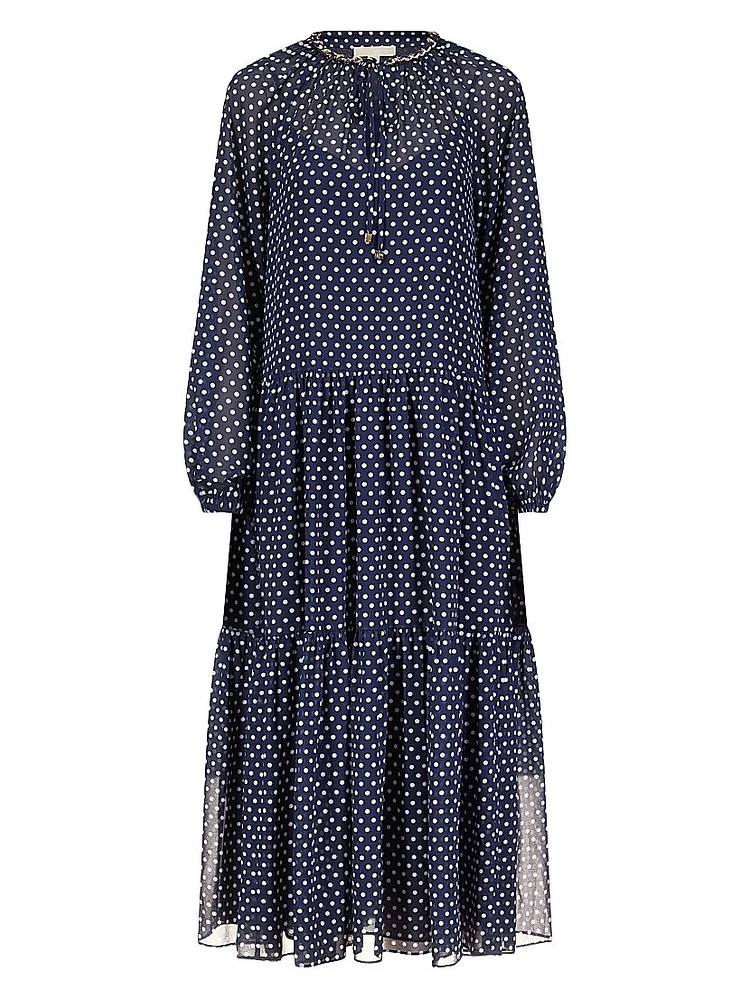 Polka-Dot Tiered Maxi Dress