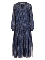 Polka-Dot Tiered Maxi Dress