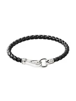 Braided Leather & Sterling Silver Cord Bracelet