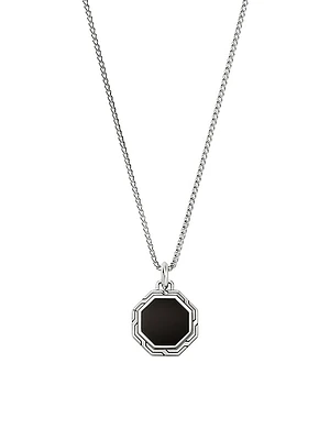 Sterling Silver & Black Onyx Tag Pendant Necklace