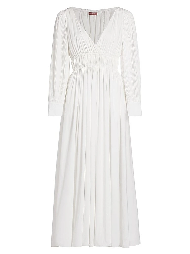 Kathleen Shirred Surplice Maxi Dress
