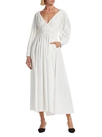 Kathleen Shirred Surplice Maxi Dress