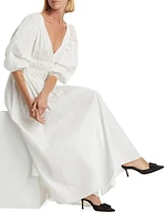Kathleen Shirred Surplice Maxi Dress