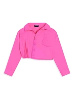 Little Girl’s & Cotton Long-Sleeve Crop Shirt