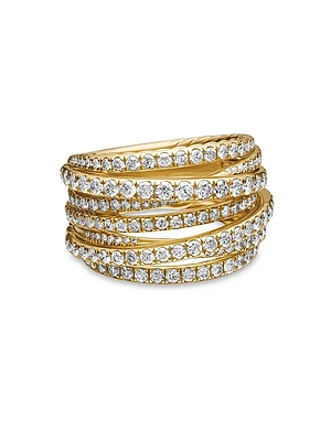 Pavé Crossover Ring 18K Yellow Gold
