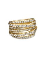 Pavé Crossover Ring 18K Yellow Gold