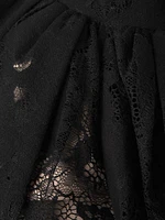 Metallic Lace Bell-Sleeve Sheath Dress