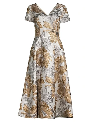 Jacquard Fit-&-Flare Cocktail Dress