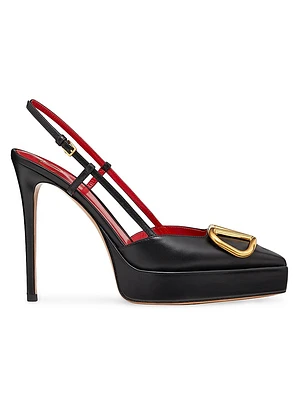 VLogo Signature Calfskin Slingback Platform Pumps 120MM