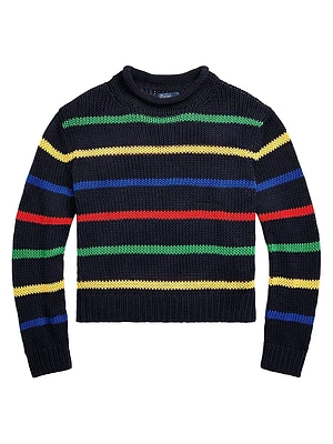 Cotton Striped Roll-Neck Sweater