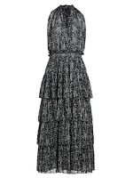 Zandra Abstract Tiered Midi-Dress