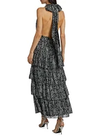 Zandra Abstract Tiered Midi-Dress