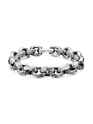 Torqued Faceted Link Bracelet Sterling Silver