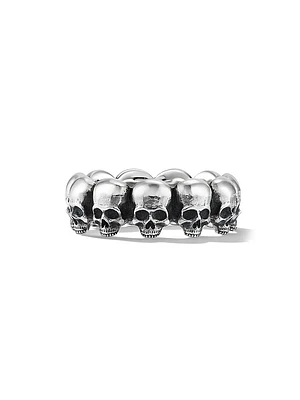 Memento Mori Skull Band Ring Sterling Silver