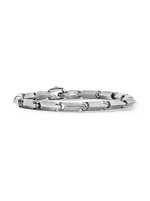 Faceted Link Bracelet In Sterling Silver