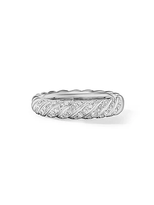 Sculpted Cable Band Ring 18K White Gold