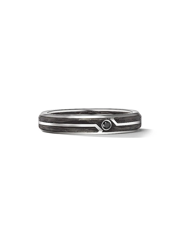 Forged Carbon Band Ring 18K White Gold