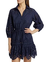 Robin Lace Puff-Sleeve Shirtdress