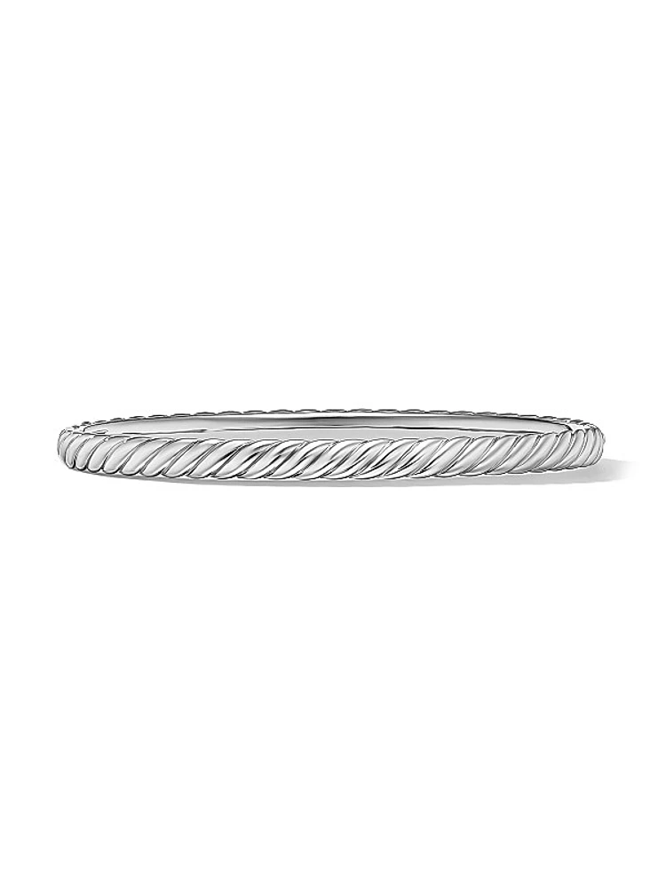 Sculpted Cable Bangle Bracelet in 18K White Gold