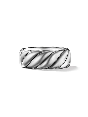 Sculpted Cable Contour Band Ring Sterling Silver, 9MM