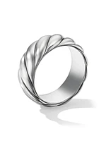 Sculpted Cable Contour Band Ring Sterling Silver, 9MM