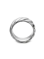 Sculpted Cable Contour Band Ring Sterling Silver, 9MM