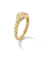 Sculpted Cable Micro Pinky Ring 18K Yellow Gold