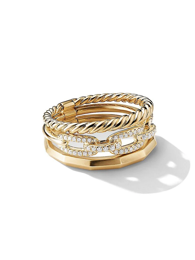 Stax Three Row Ring 18K Yellow Gold