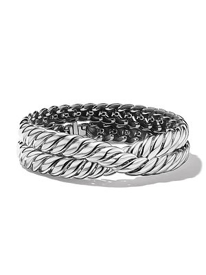 Sculpted Cable Double Wrap Bracelet Sterling Silver
