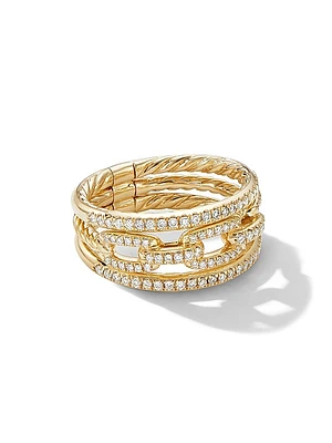 Stax Three Row Chain Link Ring In 18K Yellow Gold
