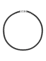 Box Chain Necklace Stainless Steel And Sterling Silver, 7.3mm