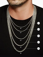 Box Chain Necklace Stainless Steel And Sterling Silver, 7.3mm