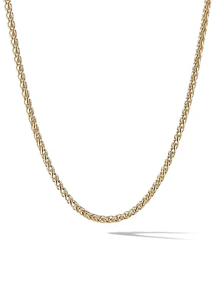 Wheat Chain Necklace 18K Yellow Gold, 4MM