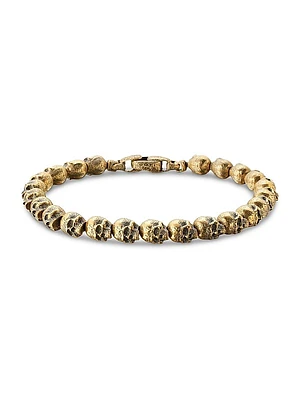 Memento Mori Skull Bead Bracelet In 18K Yellow Gold