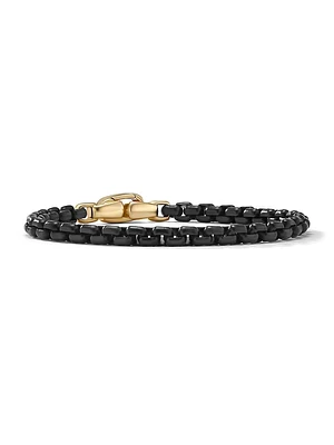 Box Chain Bracelet Stainless Steel and 14K Yellow Gold