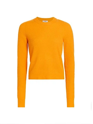 Wool-Blend Waffle Long-Sleeve Top