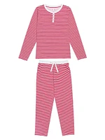 Women's Stripe Jersey Long Pajama Set