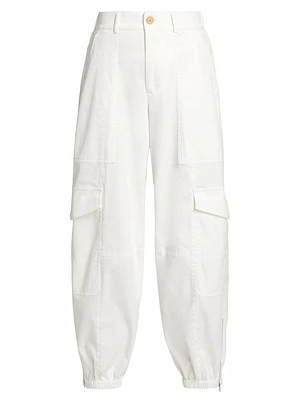 Washed Cotton Twill Cargo Pants