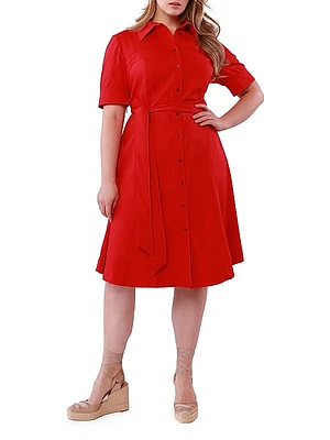 Liliana Cotton-Blend Belted Shirtdress