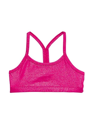 Little Girl's & Girl's Sparkle Y-Back Foil Sports Bra