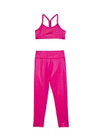 Little Girl's & Girl's Sparkle Y-Back Foil Sports Bra