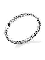 Sculpted Cable Bangle Bracelet In Sterling Silver, 7mm